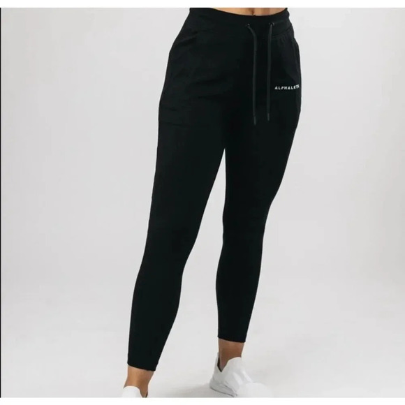 Alphalete Women’s Essential Core Jogger Pant Logo Drawstring Black Pockets Med - Picture 1 of 8